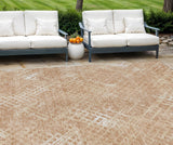 8' X 10' Coral Ivory And Peach Geometric Washable Indoor Outdoor Area Rug