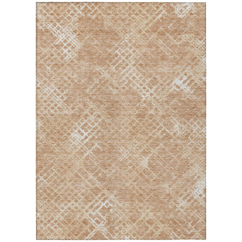 8' X 10' Coral Ivory And Peach Geometric Washable Indoor Outdoor Area Rug