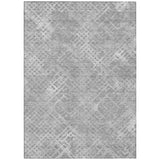 3' X 5' Gray And Silver Geometric Washable Indoor Outdoor Area Rug