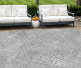 8' X 10' Gray And Silver Geometric Washable Indoor Outdoor Area Rug