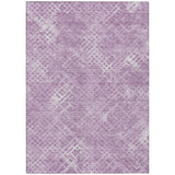 8' X 10' Lavender Purple And Ivory Geometric Washable Indoor Outdoor Area Rug