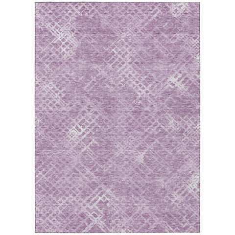 8' X 10' Lavender Purple And Ivory Geometric Washable Indoor Outdoor Area Rug