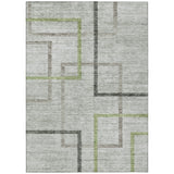 5' X 8' Green And Charcoal Geometric Washable Indoor Outdoor Area Rug