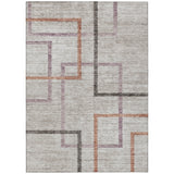 3' X 5' Taupe Charcoal And Copper Geometric Washable Indoor Outdoor Area Rug