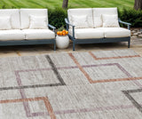 8' X 10' Taupe Charcoal And Copper Geometric Washable Indoor Outdoor Area Rug