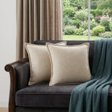 Set of Two 20" Beige Cotton Throw Pillows