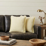 Set of Two 20" Lemon Cotton Throw Pillows with Fringe