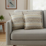 Set of Two 20" Mustard Striped Throw Pillows