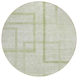 8' Artichoke Green And Green Round Geometric Washable Indoor Outdoor Area Rug