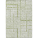 8' X 10' Artichoke Green And Green Geometric Washable Indoor Outdoor Area Rug
