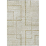 5' X 8' Beige Tan And Taupe Geometric Washable Indoor Outdoor Area Rug