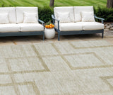 8' X 10' Beige Tan And Taupe Geometric Washable Indoor Outdoor Area Rug