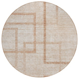 8' Copper And Brown Round Geometric Washable Indoor Outdoor Area Rug