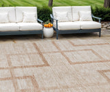 8' X 10' Copper And Brown Geometric Washable Indoor Outdoor Area Rug