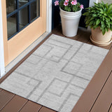 3' X 5' Gray Charcoal And Silver Geometric Washable Indoor Outdoor Area Rug