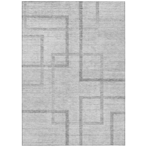 3' X 5' Gray Charcoal And Silver Geometric Washable Indoor Outdoor Area Rug