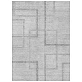 5' X 8' Gray Charcoal And Silver Geometric Washable Indoor Outdoor Area Rug