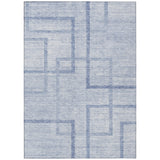 5' X 8' Sky Blue And Denim Blue Geometric Washable Indoor Outdoor Area Rug
