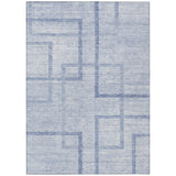 8' X 10' Sky Blue And Denim Blue Geometric Washable Indoor Outdoor Area Rug