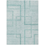 3' X 5' Teal Blue And Aqua Geometric Washable Indoor Outdoor Area Rug