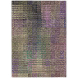 8' X 10' Plum Olive Green And Lavender Abstract Washable Indoor Outdoor Area Rug