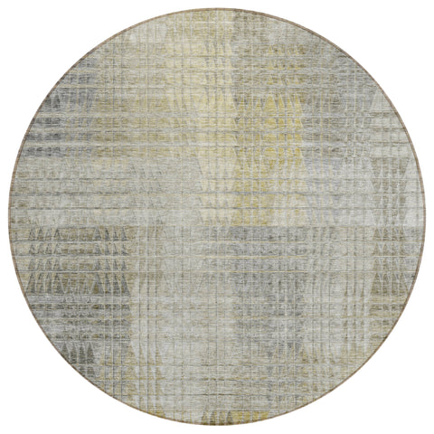 8' Taupe Beige And Brown Round Abstract Washable Indoor Outdoor Area Rug