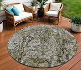 8' Brown Beige And Tan Round Abstract Washable Indoor Outdoor Area Rug
