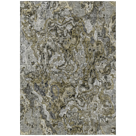 8' X 10' Brown Beige And Tan Abstract Washable Indoor Outdoor Area Rug