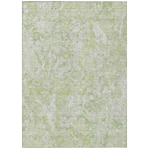 3' X 5' Artichoke Green And Fern Green Abstract Washable Indoor Outdoor Area Rug