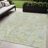 5' X 8' Artichoke Green And Fern Green Abstract Washable Indoor Outdoor Area Rug