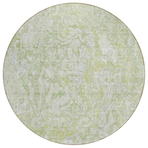8' Artichoke Green And Fern Green Round Abstract Washable Indoor Outdoor Area Rug