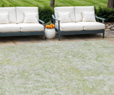 8' X 10' Artichoke Green And Fern Green Abstract Washable Indoor Outdoor Area Rug