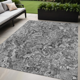 5' X 8' Gray Charcoal And Silver Abstract Washable Indoor Outdoor Area Rug