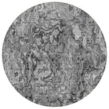 8' Gray Charcoal And Silver Round Abstract Washable Indoor Outdoor Area Rug