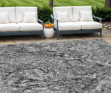 8' X 10' Gray Charcoal And Silver Abstract Washable Indoor Outdoor Area Rug