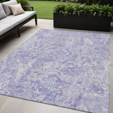 5' X 8' Plum Purple And Lavender Abstract Washable Indoor Outdoor Area Rug