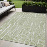 5' X 8' Artichoke Green And Ivory Abstract Washable Indoor Outdoor Area Rug