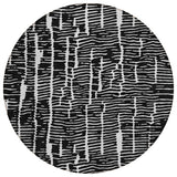 8' Black And Ivory Round Abstract Washable Indoor Outdoor Area Rug