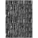 8' X 10' Black And Ivory Abstract Washable Indoor Outdoor Area Rug