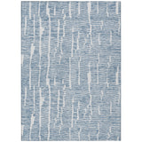 5' X 8' Blue And Ivory Abstract Washable Indoor Outdoor Area Rug