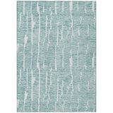 5' X 8' Teal Blue And Ivory Abstract Washable Indoor Outdoor Area Rug