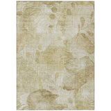 3' X 5' Beige Tan And Ivory Floral Washable Indoor Outdoor Area Rug