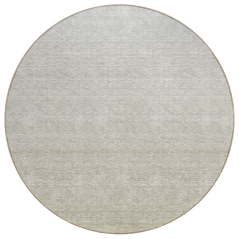 8' Beige Tan And Taupe Round Ombre Washable Indoor Outdoor Area Rug