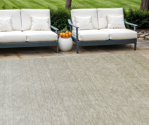 8' X 10' Beige Tan And Taupe Ombre Washable Indoor Outdoor Area Rug