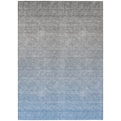 3' X 5' Denim Blue And Gray Ombre Washable Indoor Outdoor Area Rug
