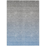 5' X 8' Denim Blue And Gray Ombre Washable Indoor Outdoor Area Rug
