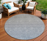 8' Denim Blue And Gray Round Ombre Washable Indoor Outdoor Area Rug