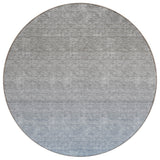 8' Denim Blue And Gray Round Ombre Washable Indoor Outdoor Area Rug