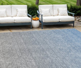 8' X 10' Denim Blue And Gray Ombre Washable Indoor Outdoor Area Rug