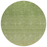 8' Artichoke Green And Fern Green Round Ombre Washable Indoor Outdoor Area Rug